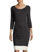 Shirred Jersey Contrast-hem Dress