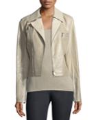 Bevin Checker Glass Leather Biker Jacket