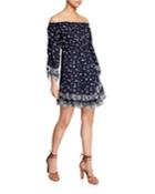 Paisley-print Off-the-shoulder A-line Dress
