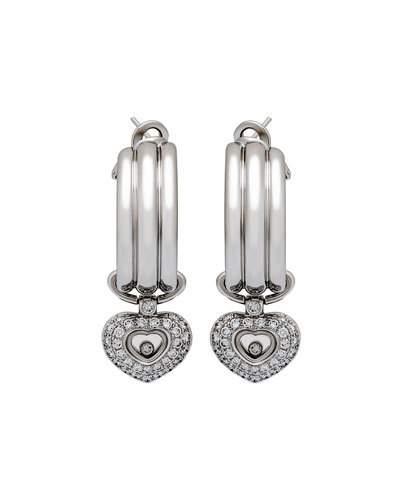 Happy Diamonds 18k White Gold Hoop Drop Earrings