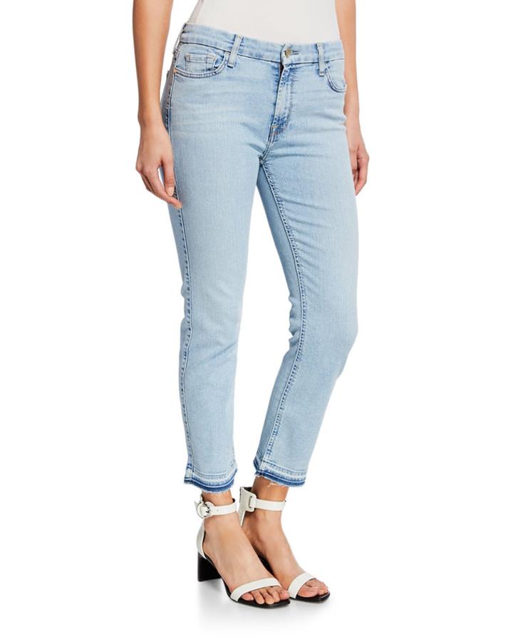 Straight Cropped Raw Edge Jeans