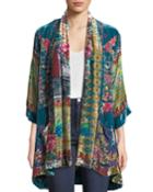 Biza Printed Velvet Kimono Jacket