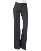 Wide-leg Flat-front Pinstripe Pants
