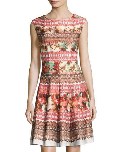 Floral-print Scuba Knit Fit & Flare Dress