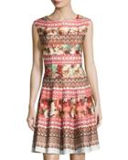 Floral-print Scuba Knit Fit & Flare Dress
