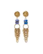 Glass & Chain Dangle Earrings, Blue