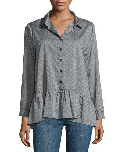 The Drop Ruffle Polka-dot Oxford