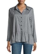 The Drop Ruffle Polka-dot Oxford