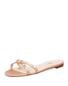 Rockstud Glam Flat Crystal-stud Satin