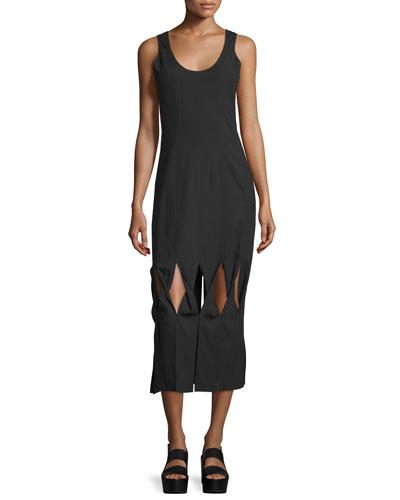 Glide Twist-front Midi Dress, Black
