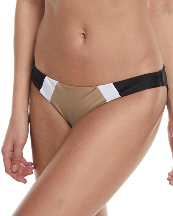 Tricolor Swim Bikini Bottom W/ Colorblock Front