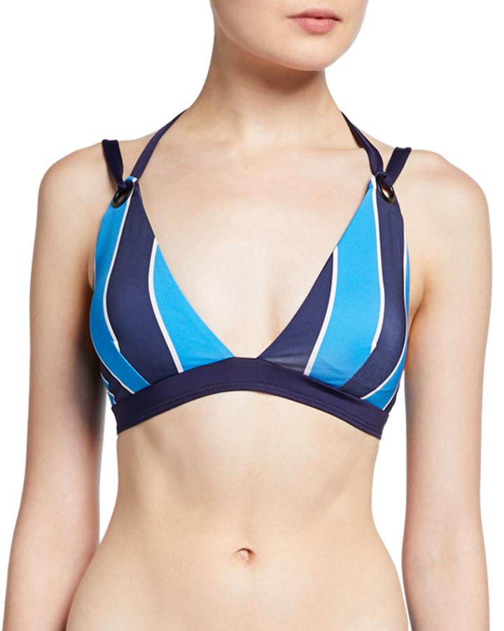 Mila Striped Eyelet Bikini Top