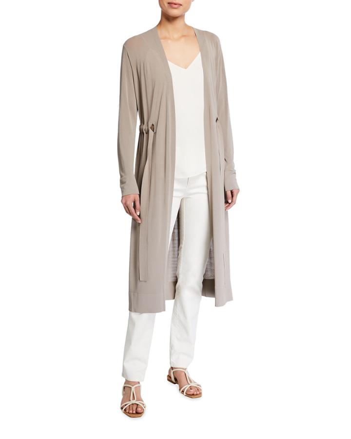 Relaxed Duster Cardigan With Drawstring