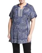 Knit Jacquard Long Tunic, Multi,