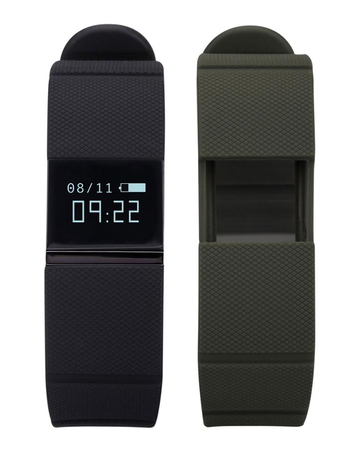 Activity Tracker W/ Interchangeable Straps, Black/olive
