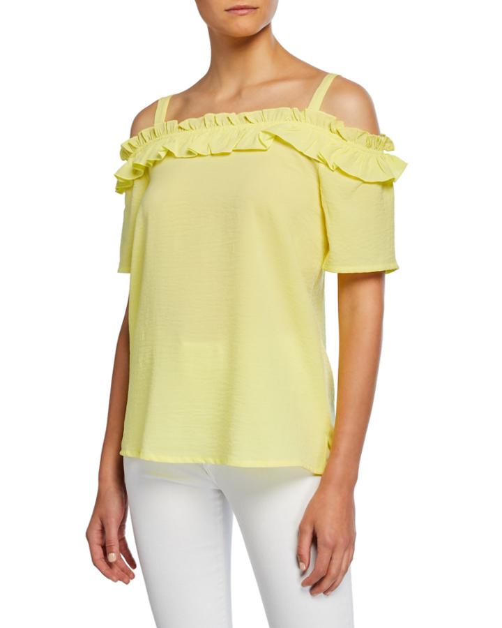 Cold-shoulder Short-sleeve Ruffle Top