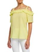 Cold-shoulder Short-sleeve Ruffle Top