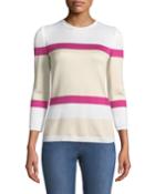 Stripe Float Jacquard Knit 3/4-sleeve