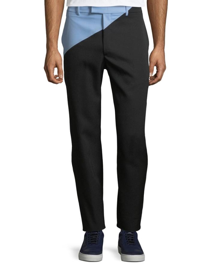 Men's Angled Two-tone Wool Pants