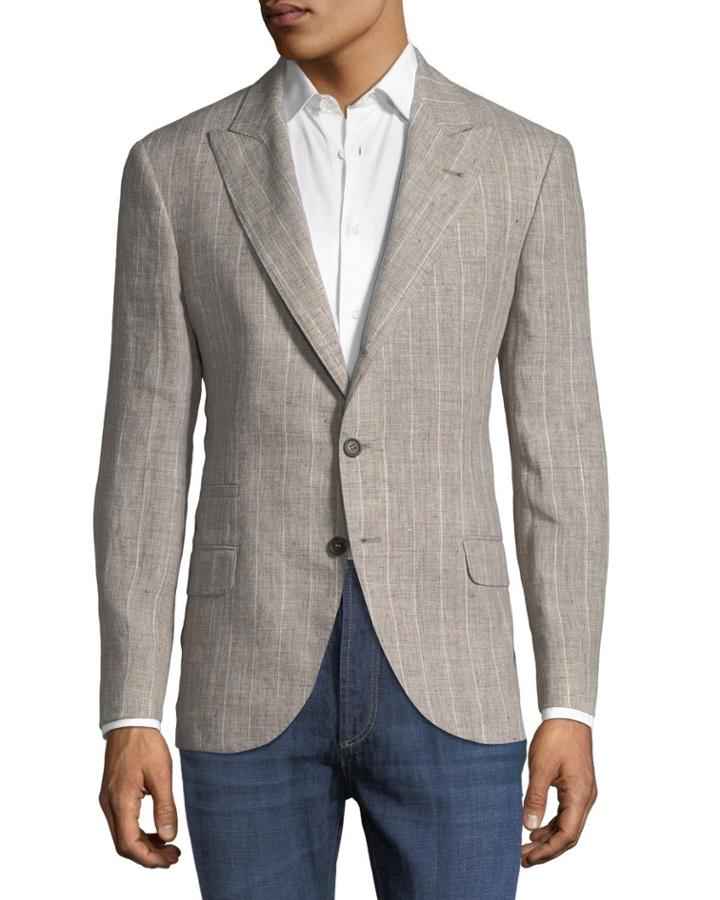 Men's Deconstructed Striped Linen