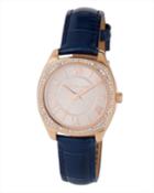 32mm Bryn Mini Crystal Watch W/ Leather, Rose/blue