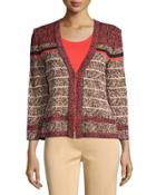 Printed Long-sleeve Jacket, Orzo/navy/tangier