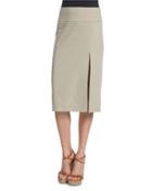 Mid-rise Straight Wool Skirt W/slit,