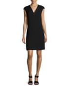 Jolet Cap-sleeve Sequin-trimmed Silk Dress, Black