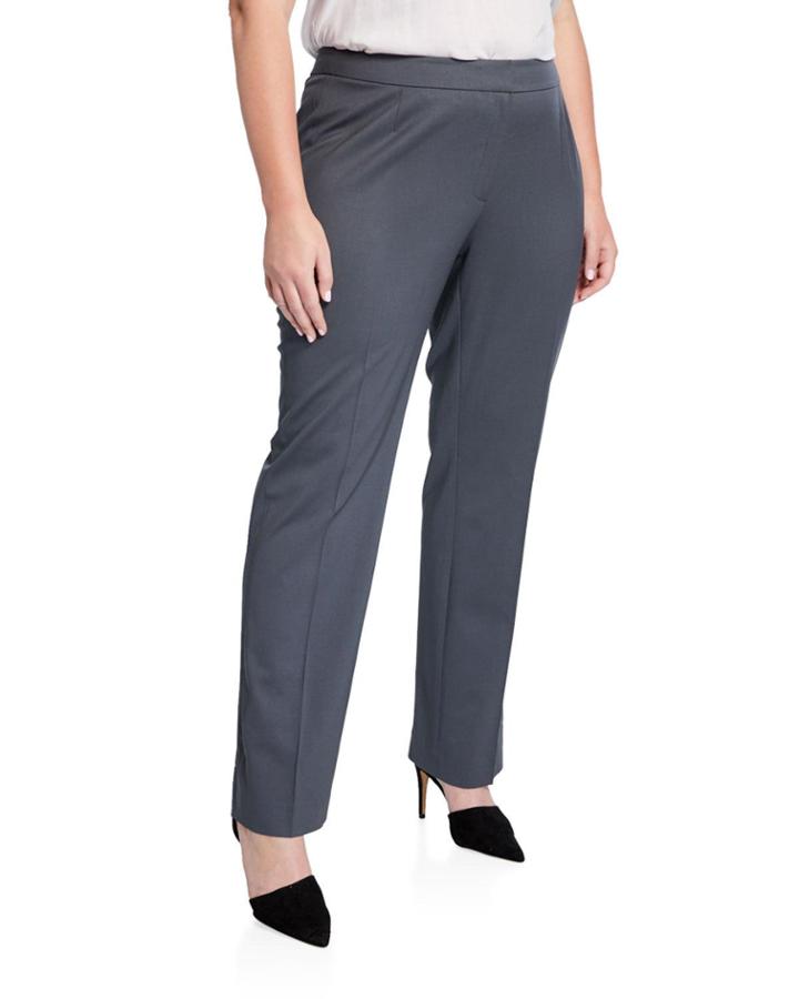 Plus Size Barrow Stretch-wool Pants, Charcoal