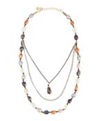 Triple-layer Multicolored Freshwater Pearl Necklace
