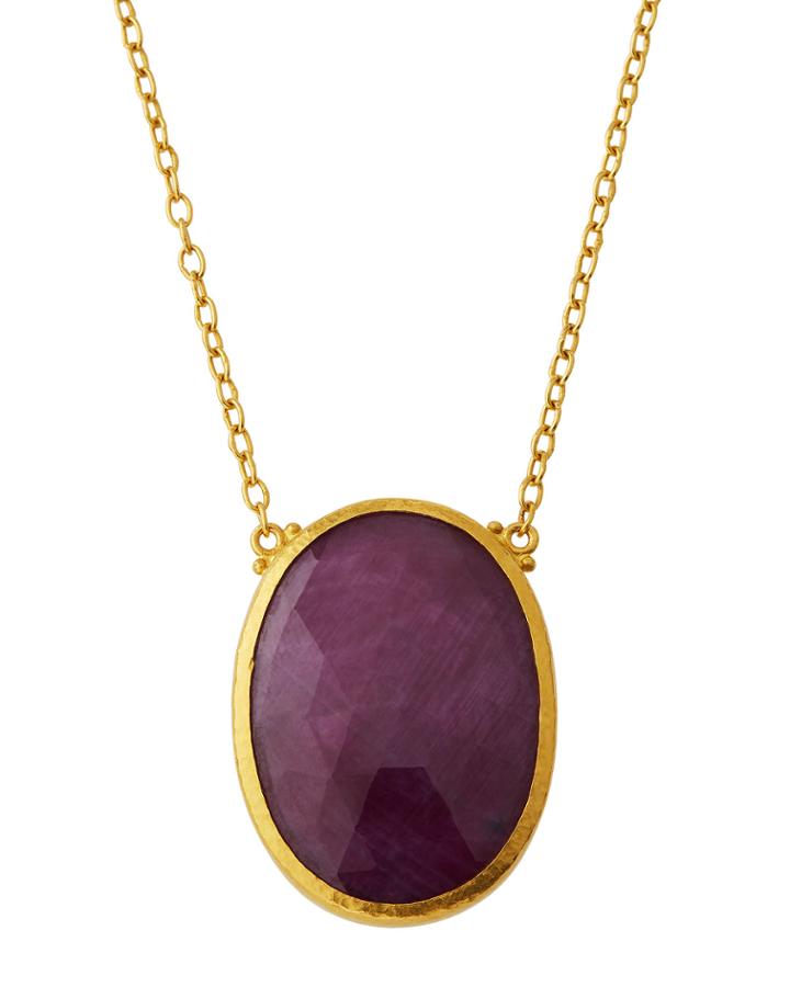 24k One-of-a-kind Ruby Pendant Necklace,