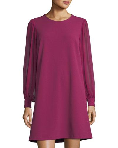 Chiffon-sleeve A-line Dress