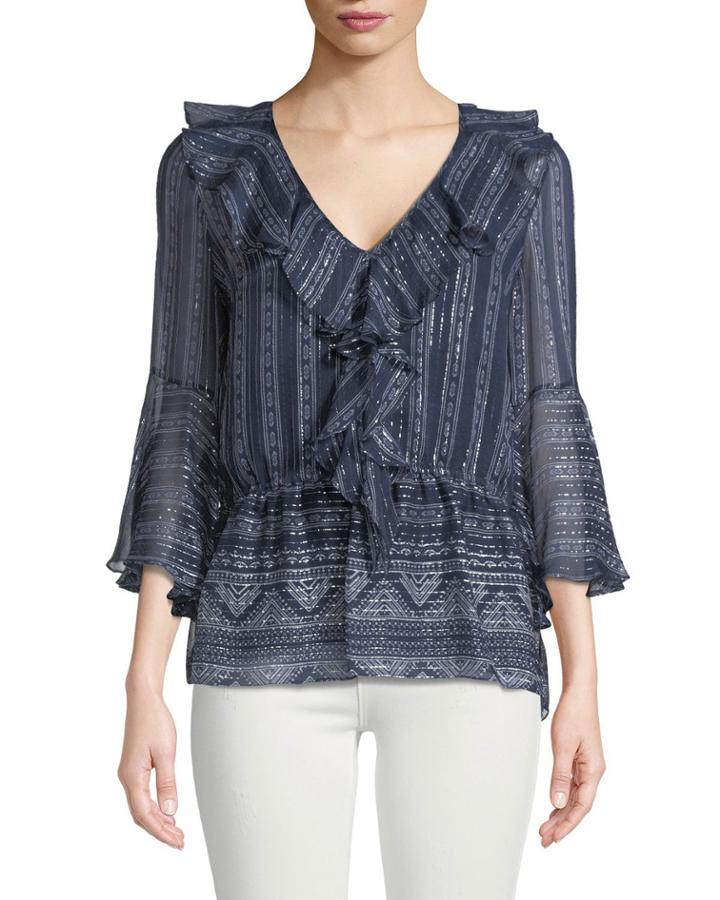 Danitza Silk Blouse W/ Metallic Details