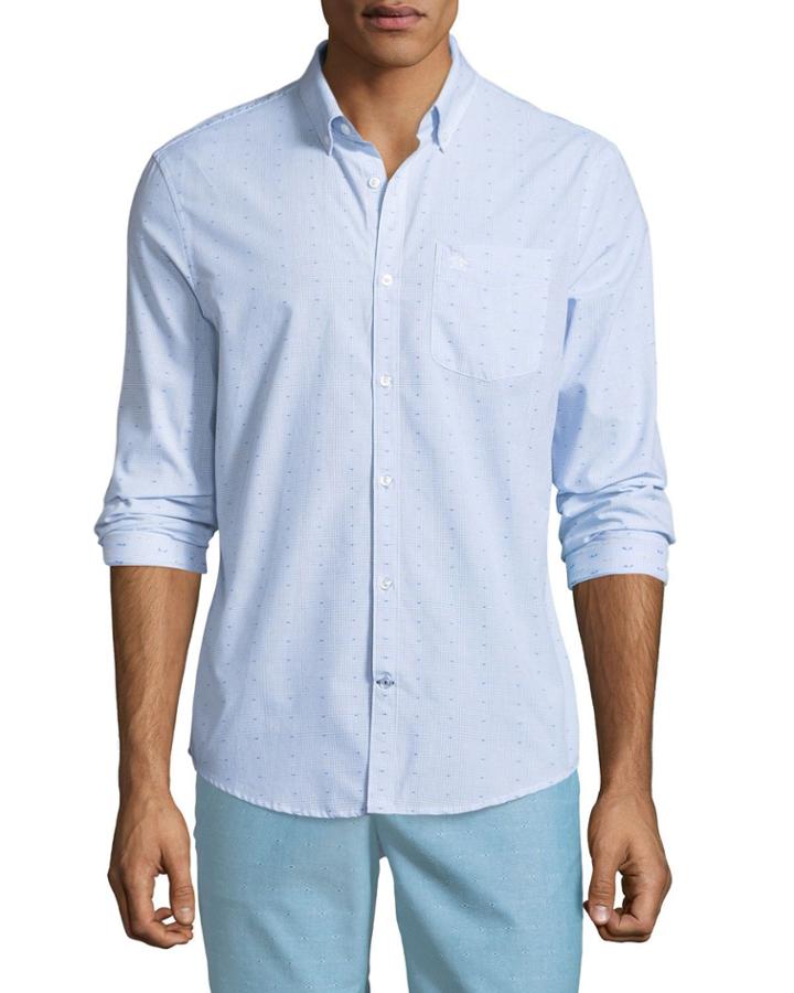 Men's Long-sleeve Button-down Clipped Dobby