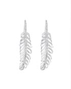 18k Diamond Feather Drop Earrings