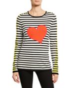 Plus Size Striped Double Heart Intarsia Cotton