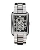 Large Rectangular Stainless Steel Two-hand Watch