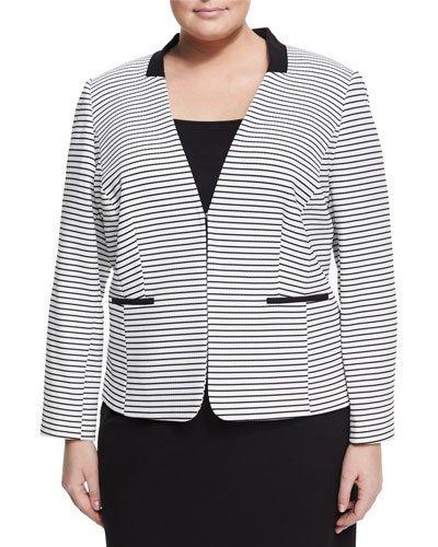 Knit Stripe Jacket, White/black,