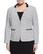 Knit Stripe Jacket, White/black,