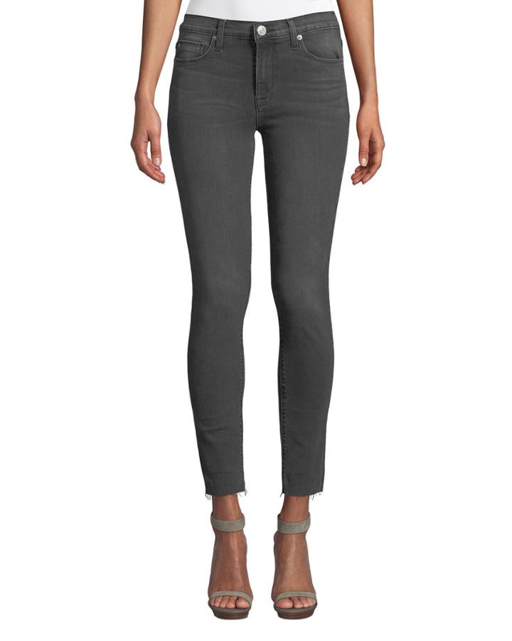 Natalie Whiskered Cropped Skinny Jeans, Gray