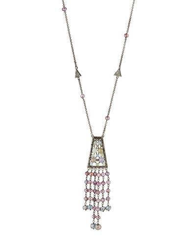 Sterling Silver Pendant Necklace W/ Sapphire Tassel