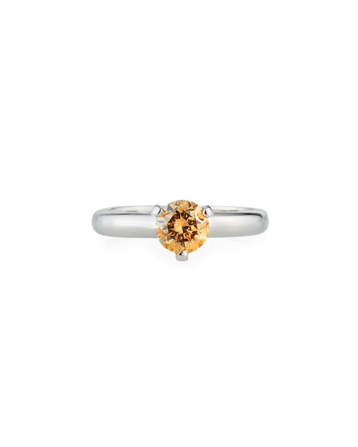 Platinum 3-prong Cognac Diamond Ring,