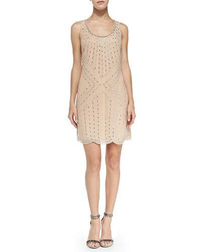 Beaded Pattern Shift Cocktail Dress
