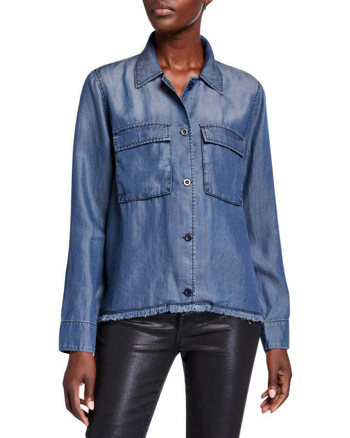 Frayed-hem Button-down