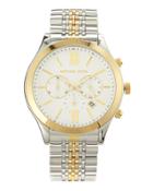 Oversize Silver Color/golden Two-tone Stainless Steel Brookton Watch