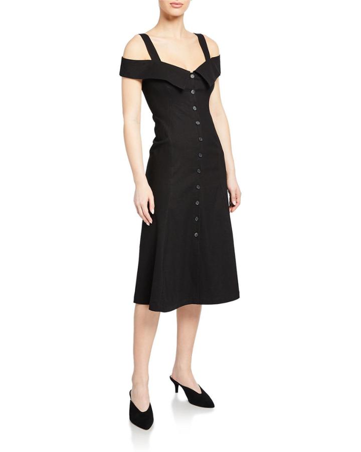 Hudson Off-the-shoulder Button-down Dress