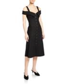 Hudson Off-the-shoulder Button-down Dress