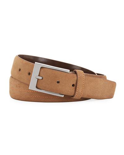 Suede Embroidered Buckle Belt