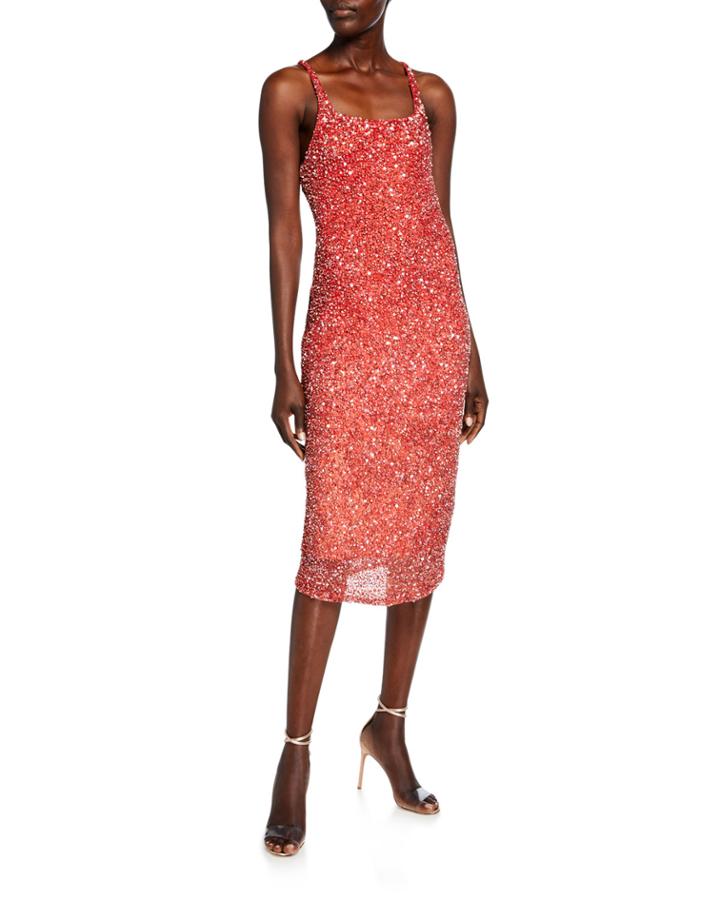 Sage Beaded Ombre Cluster Midi