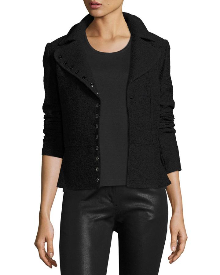 Clair Knit Peplum-hem Jacket W/ Grommets
